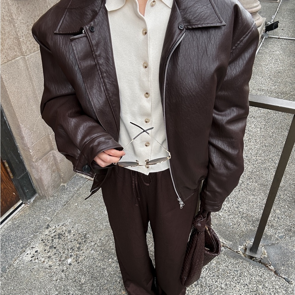 Source Unknown Dark Brown Bomber Jacket - image 3